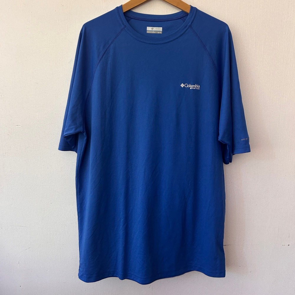 Columbia PFG Shirt Mens XL Blue Redfish Graphic Performance Fishing Gear Tee